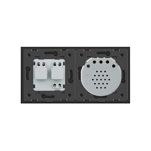 Сенсорний вимикач на 2 канали з розеткою Livolo, колір сірий, скло (VL-C702/C7C1EU-15) фото №3