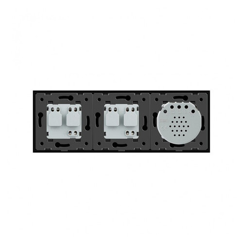 Сенсорний вимикач на дві лінії з двома розетками Livolo, колір сірий, скло (VL-C702/C7C2EU-15) фото №2