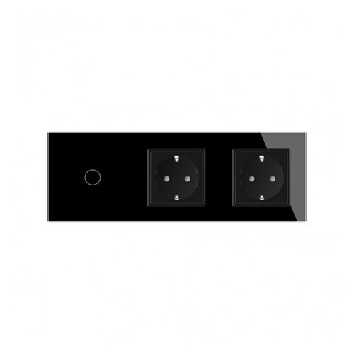 Сенсорний димер Livolo з двома розетками, колір чорний, скло (VL-C701D/C7C2EU-12) фото №3