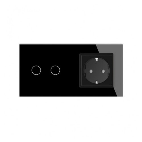 Двосенсорний вимикач Livolo з функцією ДУ та розеткою, колір чорний (VL-C702R/C7C1EU-12) фото №3