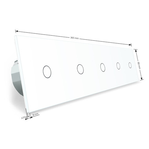 Сенсорний вимикач Livolo 1 1 1 1 1, колір білий, скло (VL-C705-11) фото №5