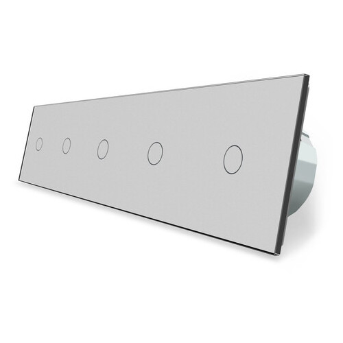 Сенсорний вимикач Livolo 1 1 1 1 1, колір сірий, скло (VL-C705-15) фото №3