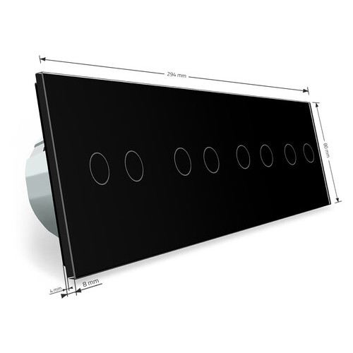 Сенсорний вимикач Livolo на вісім (2 2 2 2) каналів, колір чорний, скло (VL-C708-12) фото №5