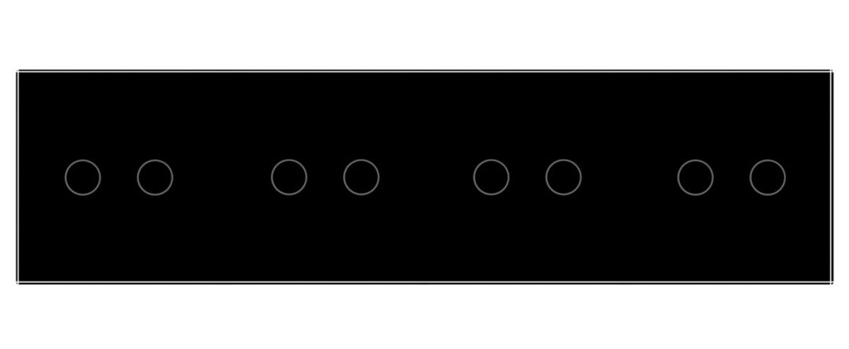 Сенсорний вимикач Livolo на вісім (2 2 2 2) каналів, колір чорний, скло (VL-C708-12) фото №1