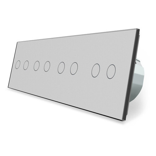 Сенсорний вимикач Livolo на вісім (2 2 2 2) каналів, колір сірий, скло (VL-C708-15) фото №2