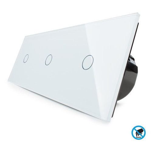Безконтактний вимикач Livolo 1-1-1, колір білий, матеріал скло (VL-C701/C701/C701-PRO-11) фото №1