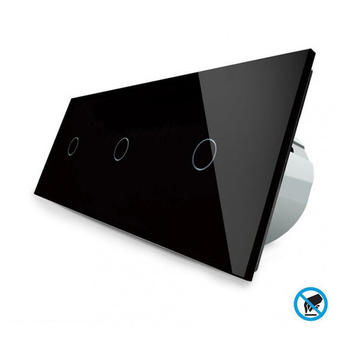 Безконтактний вимикач Livolo 1-1-1, колір чорний, скло матеріал (VL-C701/C701/C701-PRO-12) фото №1