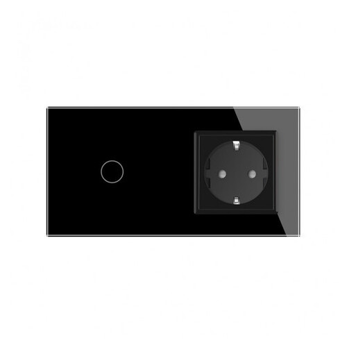 Безконтактний вимикач з розеткою Livolo, колір чорний, скло (VL-C701/C7C1EU-PRO-12) фото №2
