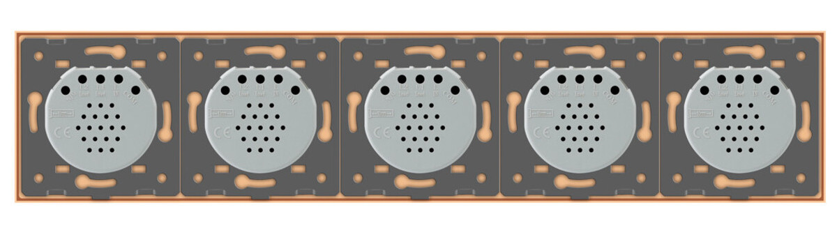 Сенсорний вимикач 5 каналів (1-1-1-1-1) Livolo дистанційне керування золото скло (VL-C705R-13) фото №5
