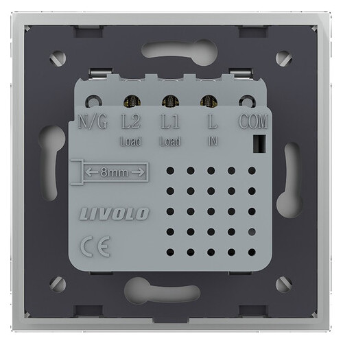Сенсорний вимикач Livolo Sense 2 каналу сірий (722000215) фото №4