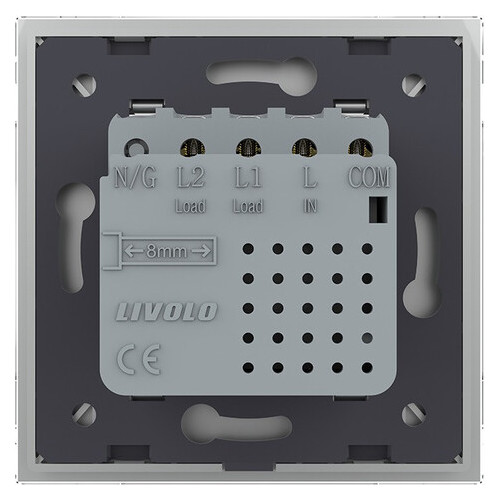 Сенсорний прохідний маршовий перехресний вимикач Livolo Sense 2 сірий канал (722000415) фото №4