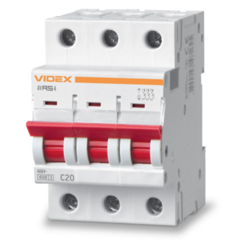 Вимикач автоматичний Videx RS4 3п 20А З 4,5 кА RESIST (VF-RS4-AV3C20) фото №1