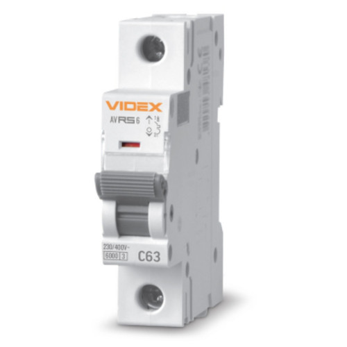 Вимикач автоматичний Videx RS6 1п 63А 6кА З RESIST (VF-RS6-AV1C63) фото №1