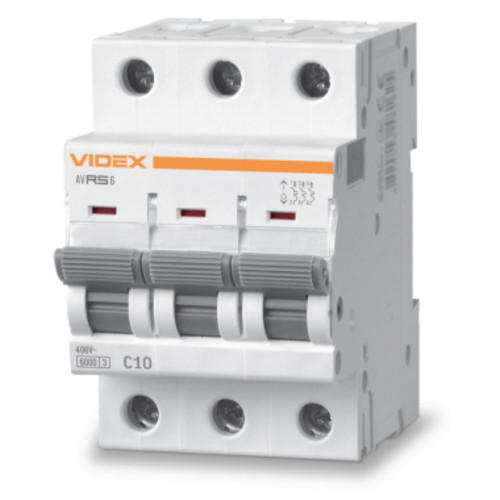 Вимикач автоматичний Videx RS6 3п 10А RESIST (VF-RS6-AV3C10) фото №1