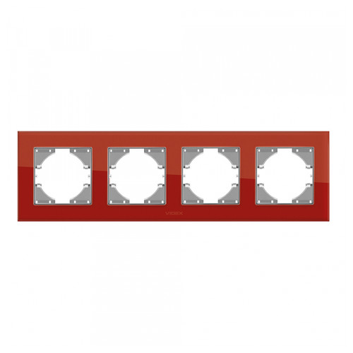 Рамка Videx червоне скло 4 місця горизонтальна BINERA (VF-BNFRG4H-RD) фото №2