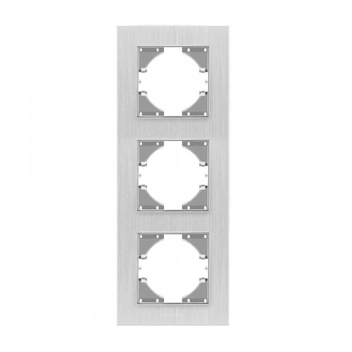 Рамка Videx сріблястий алюміній 3 місця вертикальна BINERA (VF-BNFRA3V-SL) фото №2