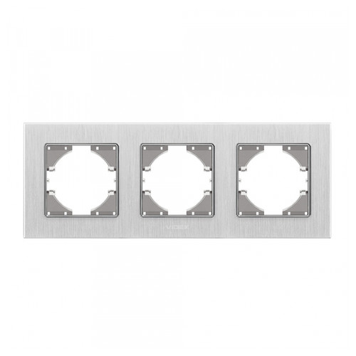 Рамка Videx сріблястий алюміній 3 місця горизонтальна BINERA (VF-BNFRA3H-SL) фото №2