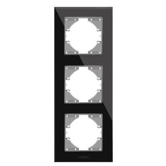 Рамка Videx чорне скло 3 місця вертикальна BINERA (VF-BNFRG3V-B) фото №1