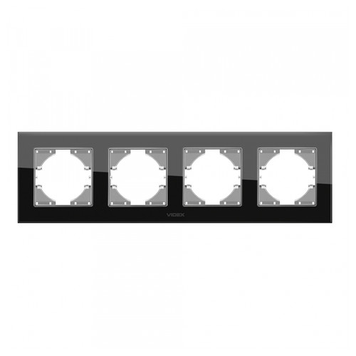 Рамка Videx чорне скло 4 місця горизонтальна BINERA (VF-BNFRG4H-B) фото №2