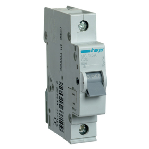 Автоматичний вимикач Hager In=25 А “C” 6 кA MC125A (28233) фото №1