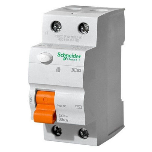 Диференціальний вимикач Schneider Electric ВД63 2П 25A 30МA (11450) фото №2