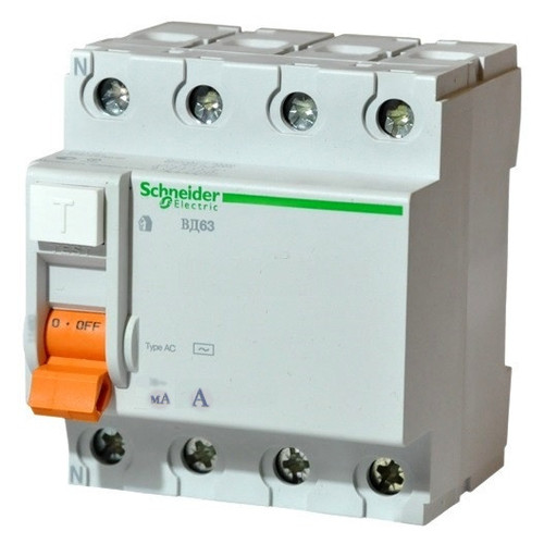 Диференціальний вимикач Schneider Electric ВД63 4П 25A 30МA (11460) фото №1