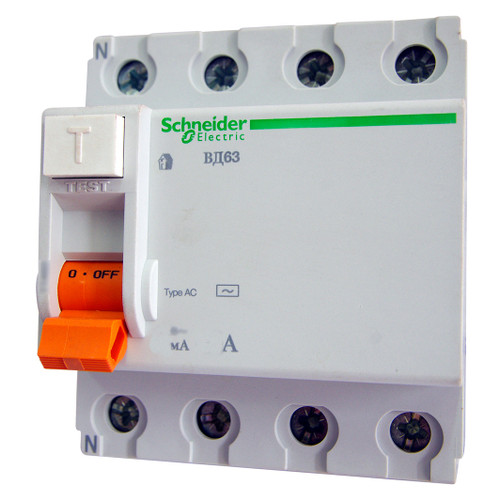 Диференціальний вимикач Schneider Electric ВД63 4П 25A 30МA (11460) фото №2