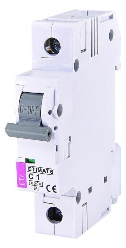 Автоматичний вимикач ETI ETIMAT 6  1p C  1A (6kA) (2141504) фото №1
