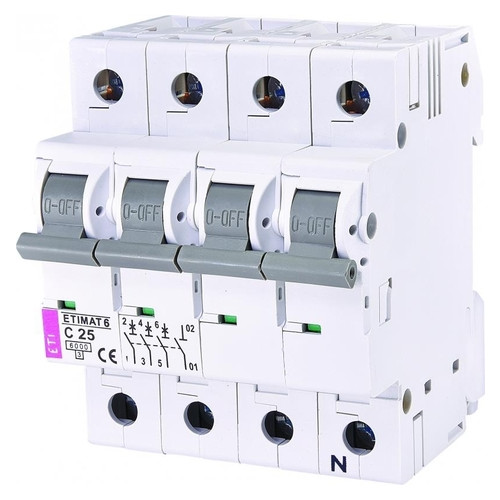 Автоматичний вимикач Etimat 6 3p+N C 25А (6 kA) фото №1
