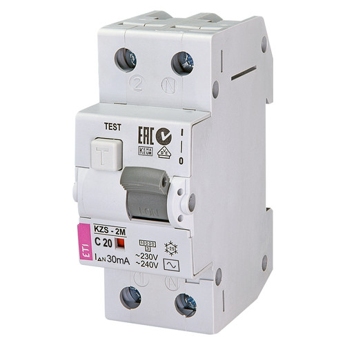 Диференціальний автоматичний вимикач ETI KZS-2M C 20/003 AC (10kA) фото №1