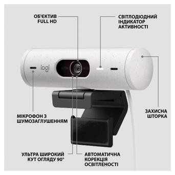 Веб-камера Logitech Brio 500 White (960-001428) фото №6