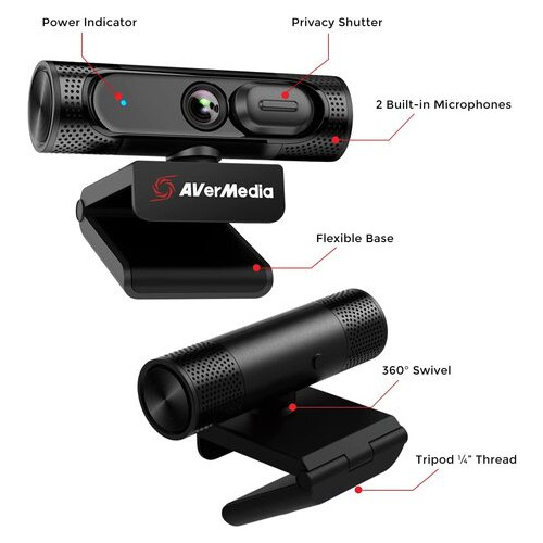 Веб-камера AVerMedia Live Streamer CAM PW315 Full HD Black (40AAPW315AVV) фото №3