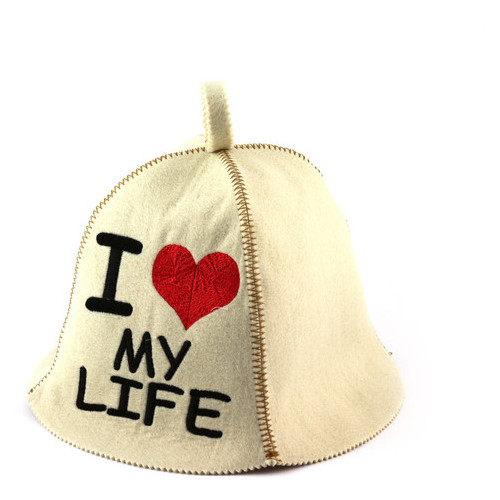 Банна шапка Luxyart I love my life штучний фетр білий (LA-324) фото №1