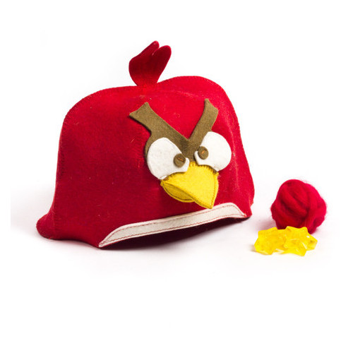 Банна шапка Luxyart Пташка натуральна повсть червона (LA-090) фото №2
