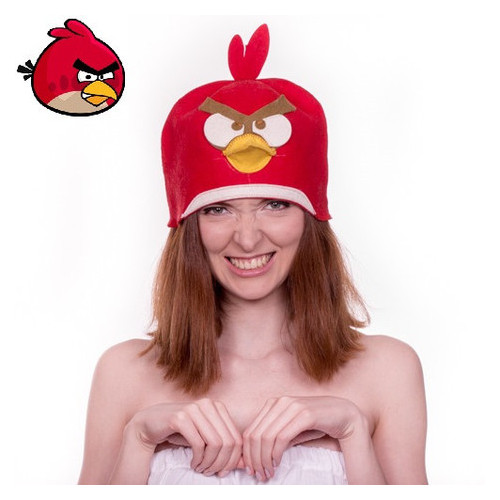Банна шапка Luxyart Пташка натуральна повсть червона (LA-090) фото №1