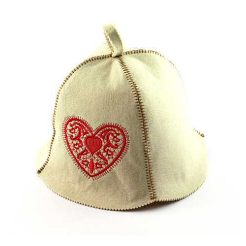Банна шапка Luxyart Серце з візерунком штучний білий фетр (LA-475) фото №1