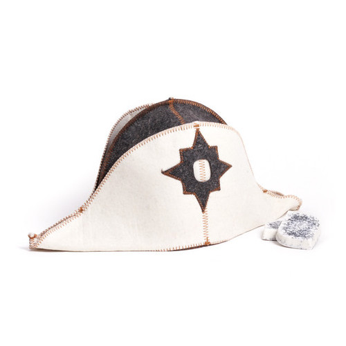 Банна шапка Luxyart Наполеон комбі натуральна повсть біла (LA-069) фото №4
