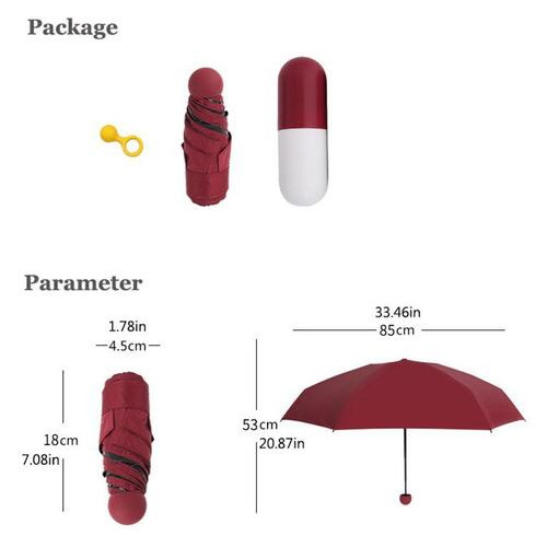 Компактна складна парасолька з чохлом Капсула (ЗН-032) фото №6