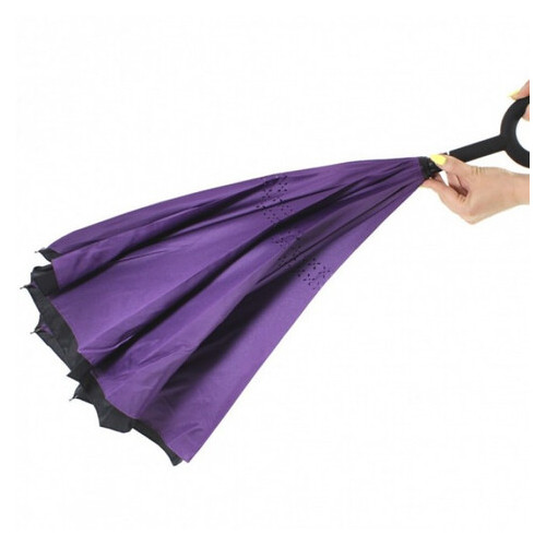 Зонт складной навыворот Umbrella № 63J Фиолетовый фото №3