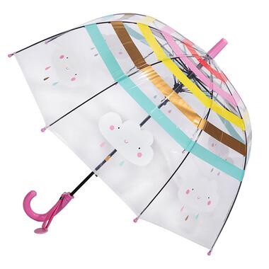 Дитяча парасолька RST RST044A Хмари Pink прозорий механічний для дівчаток від дощу фото №1