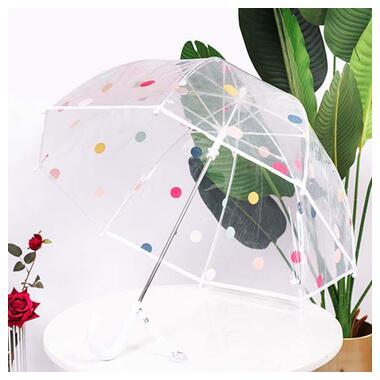 Дитяча парасолька RST RST066 Горошок White прозорий від дощу та вітру тростина фото №1