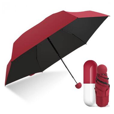 Міні-парасолька UMBRELLA  в чохлі-капсулі бордова  - 93371587818 фото №1