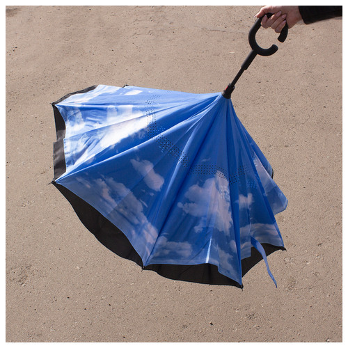 Парасолька Lesko Up-Brella Синє небо новинка смарт парасолька зворотного додавання ручка Hands Free розумна парасолька фото №10