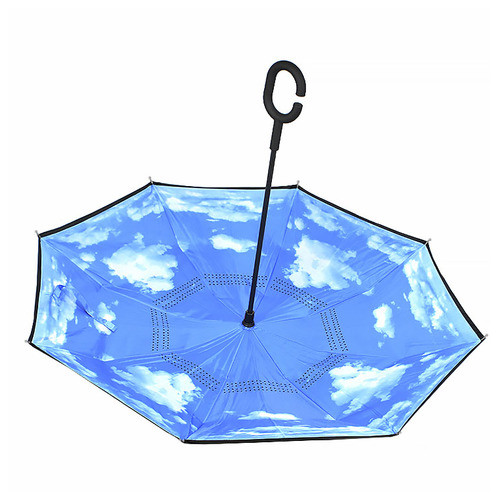 Парасолька Lesko Up-Brella Синє небо новинка смарт парасолька зворотного додавання ручка Hands Free розумна парасолька фото №2