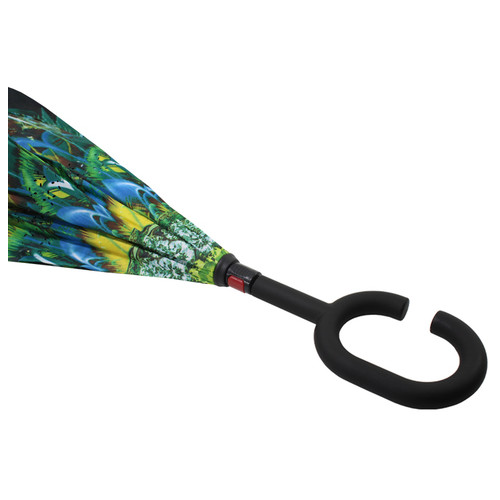 Парасолька зворотного складання Lesko Up-Brella Зелений Павич з малюнком смарт парасолька навпаки механічна фото №4