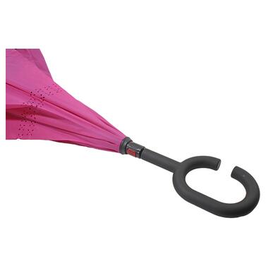 Парасолька зворотної складання Up-Brella Рожево-Червона вітрозахисна антипарасоля тростина механічна фото №3