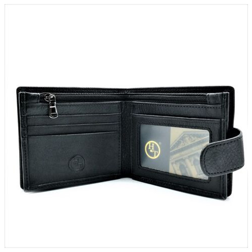 Чоловічий шкіряний гаманець Weatro 11 х 10 х 2,5 см Чорний wtro-408 фото №3
