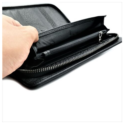 Чоловічий шкіряний клатч-гаманець Weatro 22,5 х 12,5 х 3 см Чорний wtro-212 фото №9