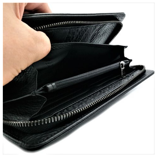 Чоловічий шкіряний клатч-гаманець Weatro 22,5 х 12,5 х 3 см Чорний wtro-212 фото №8