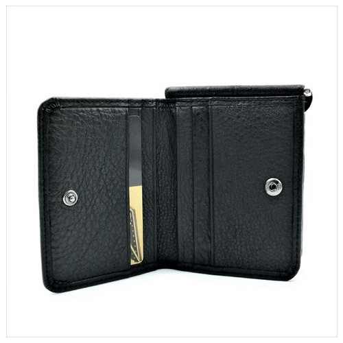 Чоловічий шкіряний гаманець-зажим Weatro 11 х 8 х 2 см Чорний wtro-168-27 фото №4